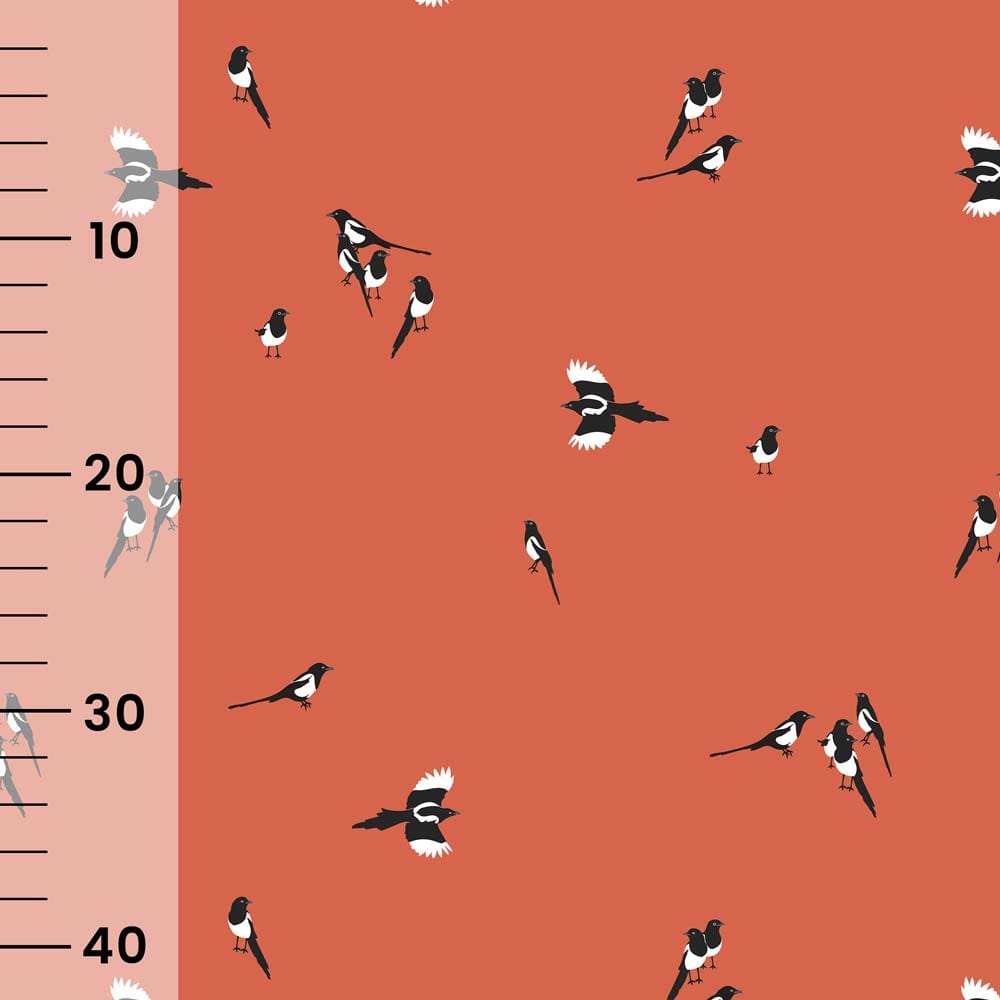 Vuorella kangaskauppa - Harakat trikoo savenpunainen