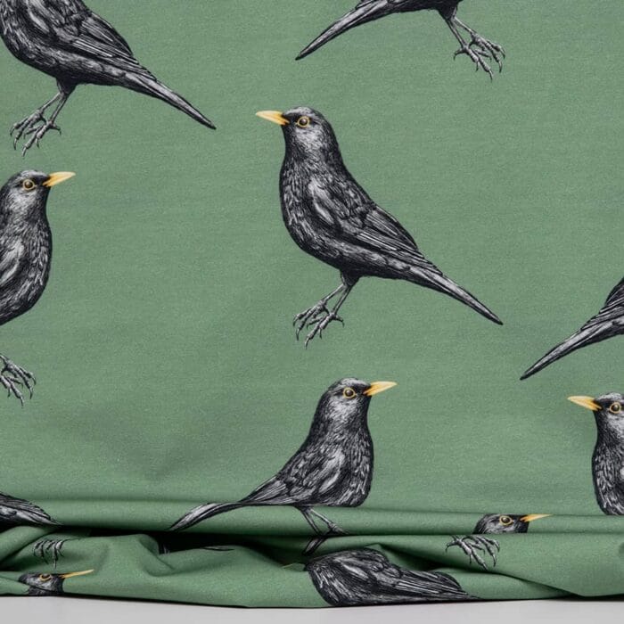 Vuorella kangaskauppa - Mustarastas trikoo salvia