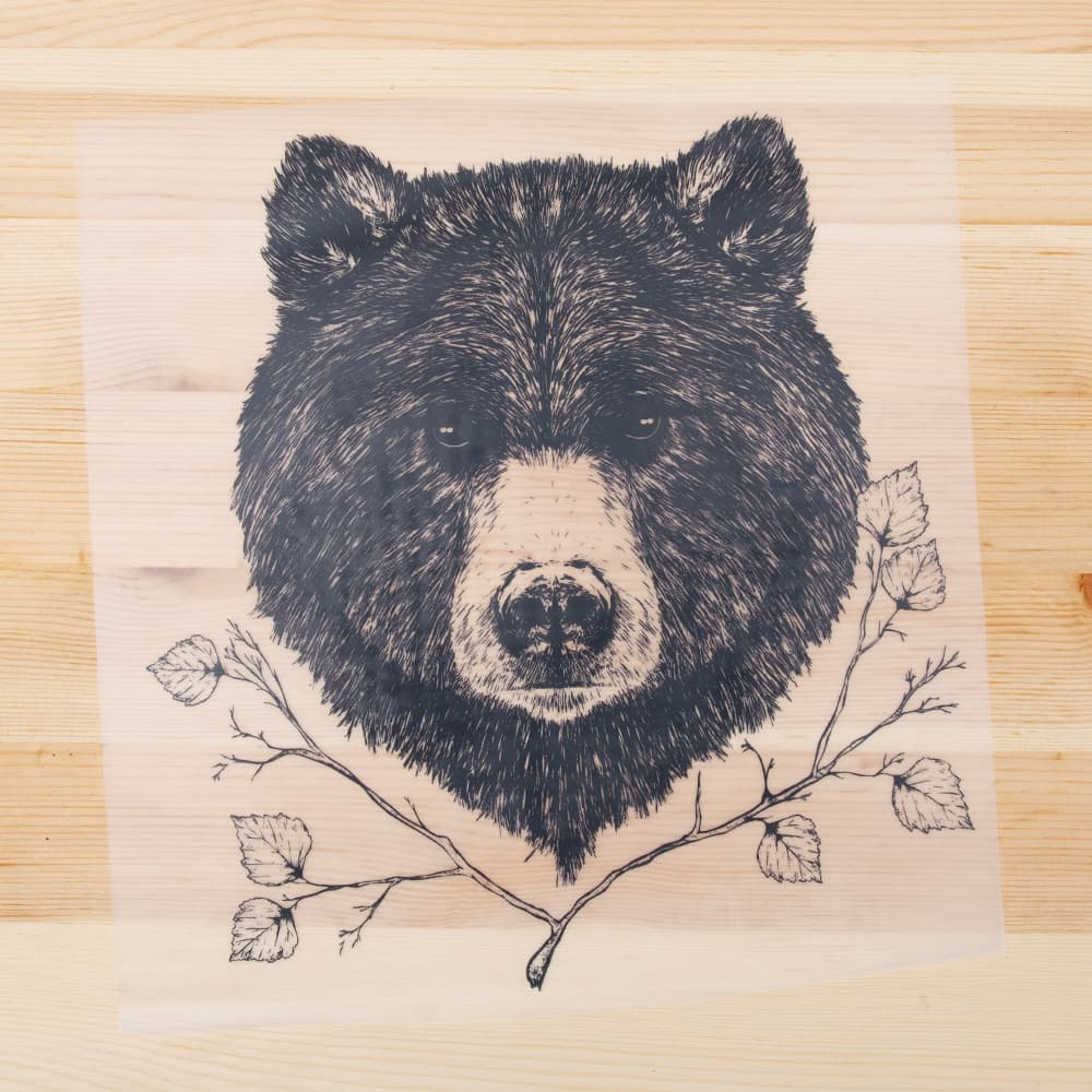 Vuorella kangaskauppa, silityskuvat - Karhu silityskuva