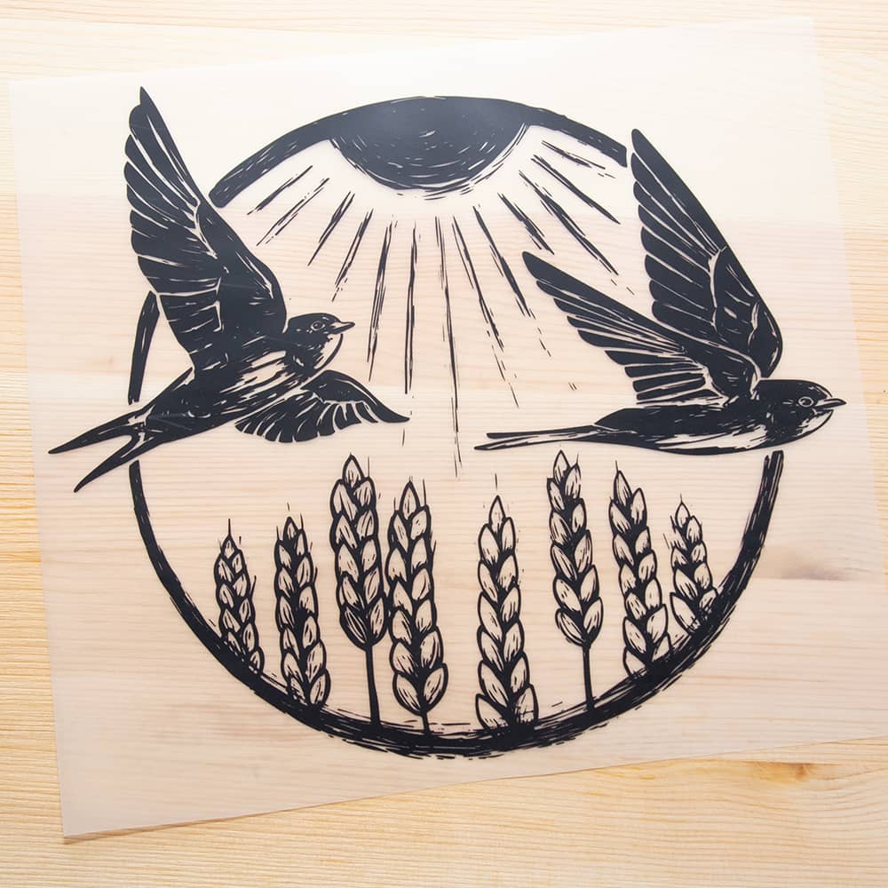 Vuorella kangaskauppa, silityskuvat - Pääskynen silityskuva