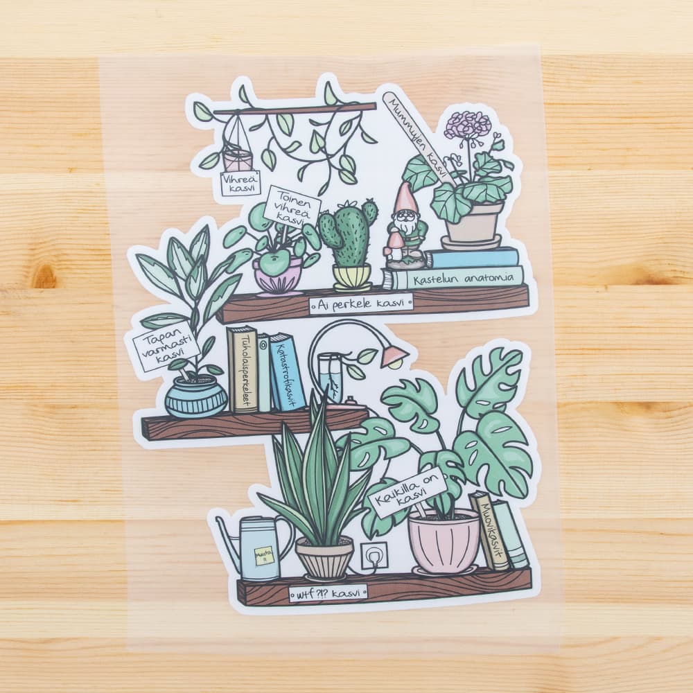 Vuorella kangaskauppa, silityskuvat - Viherpeukalo silityskuva