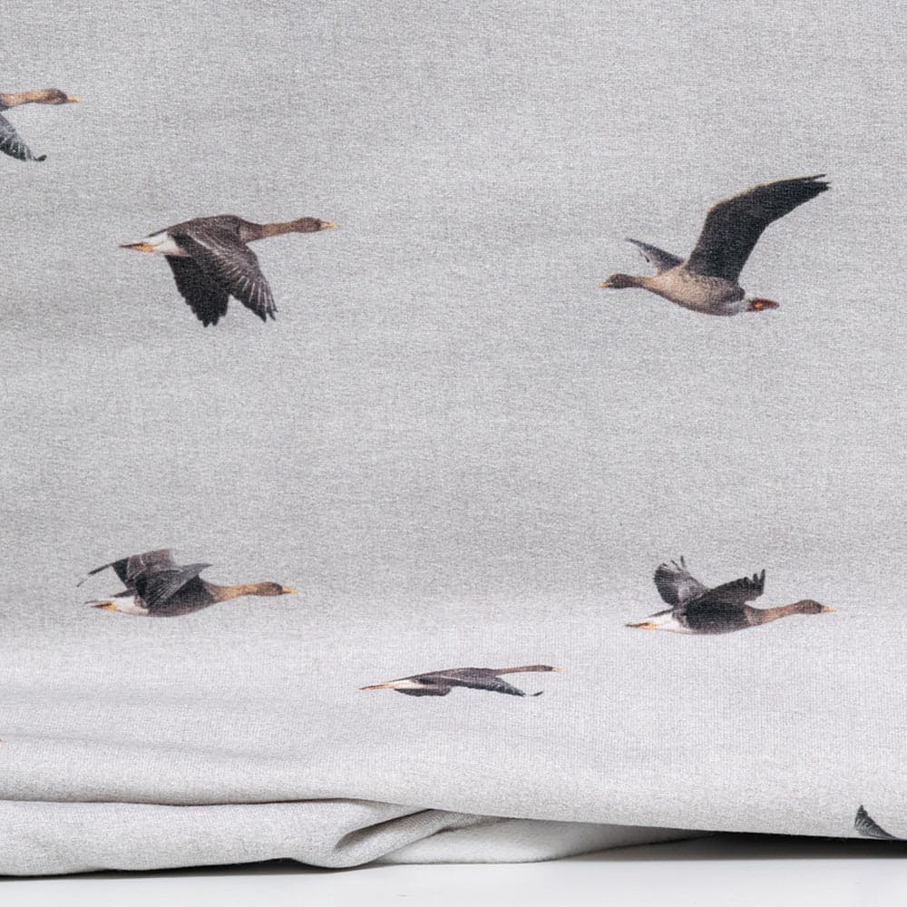 Vuorella kangaskauppa – Hanhien muutto harjattu joustocollege harmaa