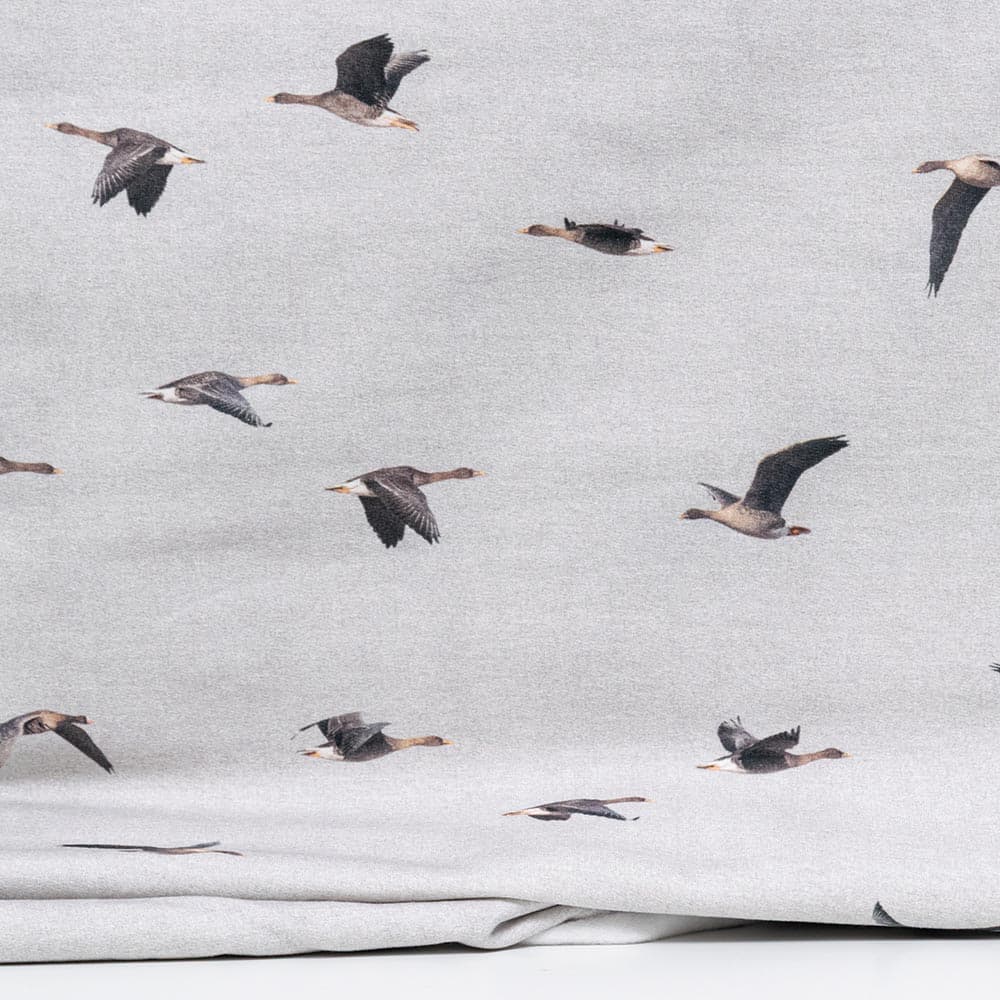 Vuorella kangaskauppa – Hanhien muutto harjattu joustocollege harmaa