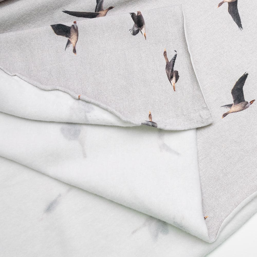 Vuorella kangaskauppa – Hanhien muutto harjattu joustocollege harmaa