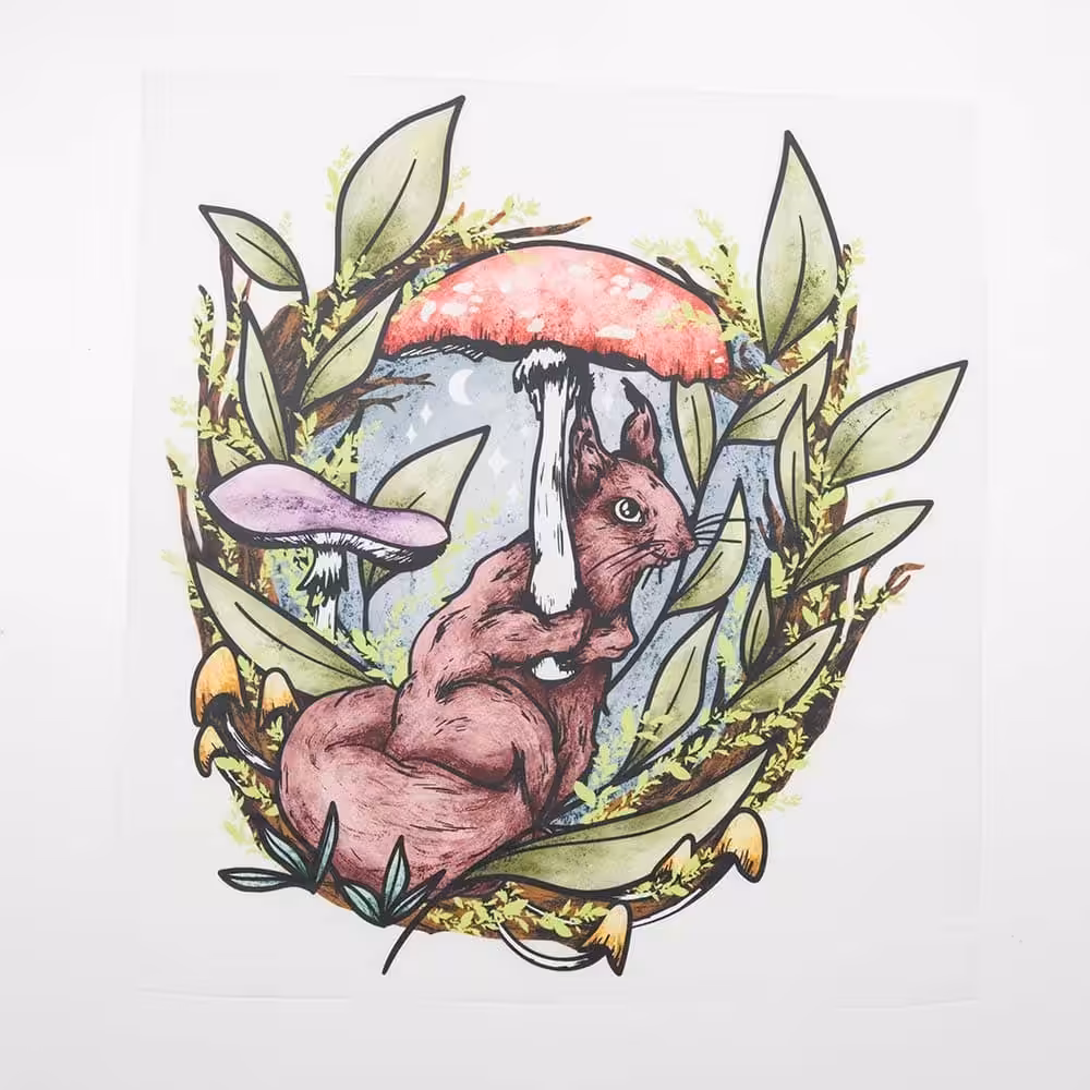 Vuorella kangaskauppa -Orava silityskuva