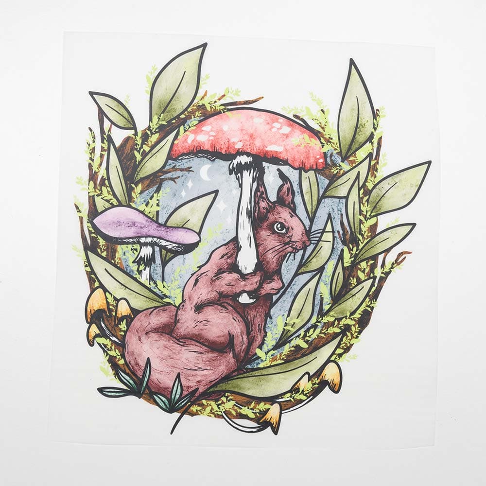 Vuorella kangaskauppa -Orava silityskuva