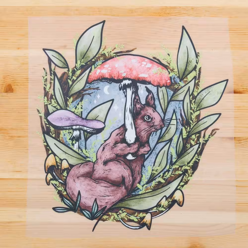 Vuorella kangaskauppa -Orava silityskuva