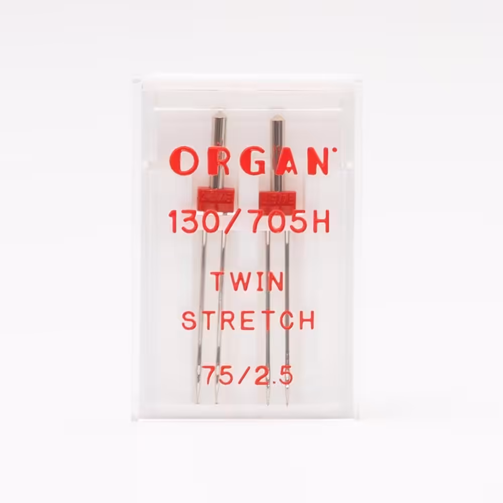 Vuorella kangaskauppa - Ompelutarvikkeet, ompelukoneen neulat, Organ Twin stretch 75/2,5
